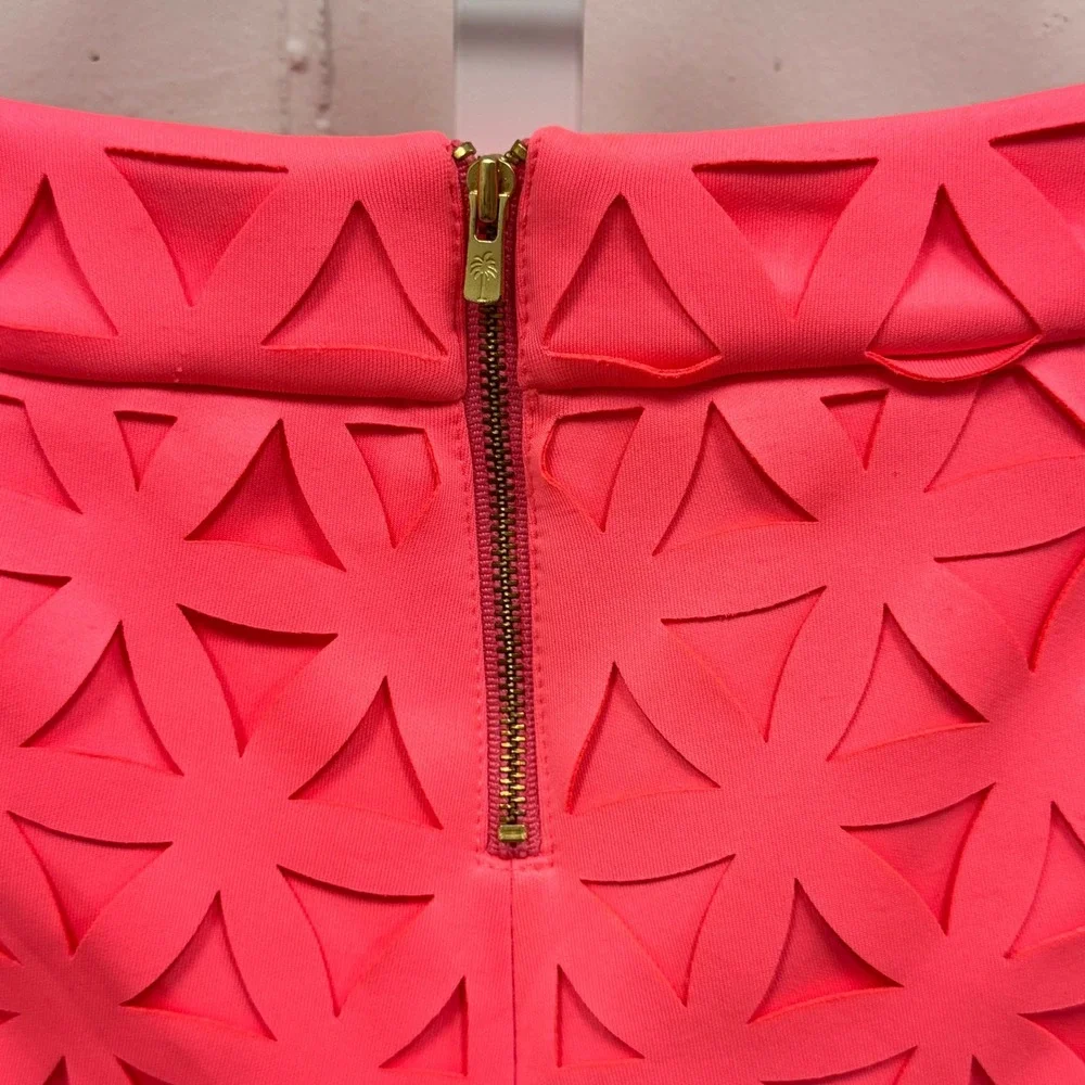 Lilly‎ Pulitzer Lorna Short in Pink Sun Ray Daisy Laser Cut Sz 0 Summer Boho - Picture 5 of 12